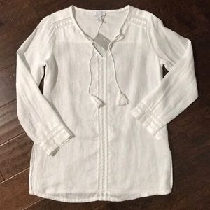 Kenar Linen Beach Shirt White Small Light Weight